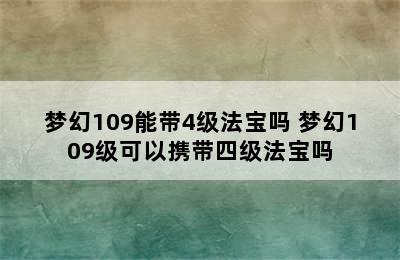 梦幻109能带4级法宝吗 梦幻109级可以携带四级法宝吗